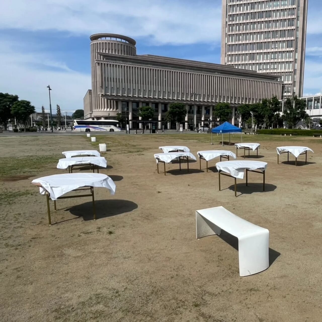 🥯マルシェ🥯
5/24、25　やまぎんホール外広場
にこにこマルシェが行われました️
弊社のテントやテーブルをご利用いただきました

年に数回行われておりますこちらのイベント🧋
いつもご依頼いただきありがとうございます

#レンタル　
