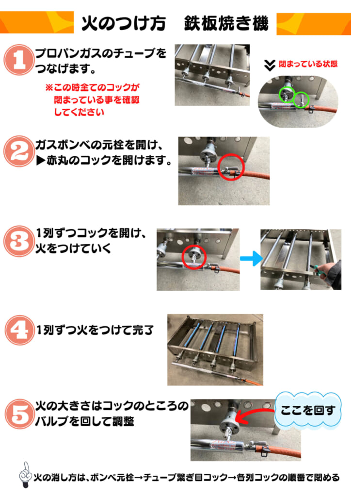 鉄板焼き機 着火手順書